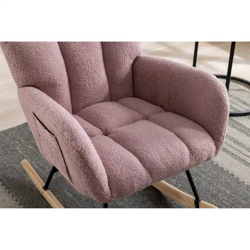 Fauteuil à bascule planeur rembourré en velours avec dossier haut – Plusieurs couleurs – 1 place
