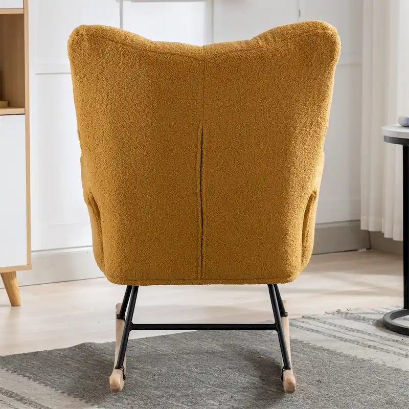 Fauteuil à bascule planeur rembourré en velours avec dossier haut – Plusieurs couleurs – 1 place