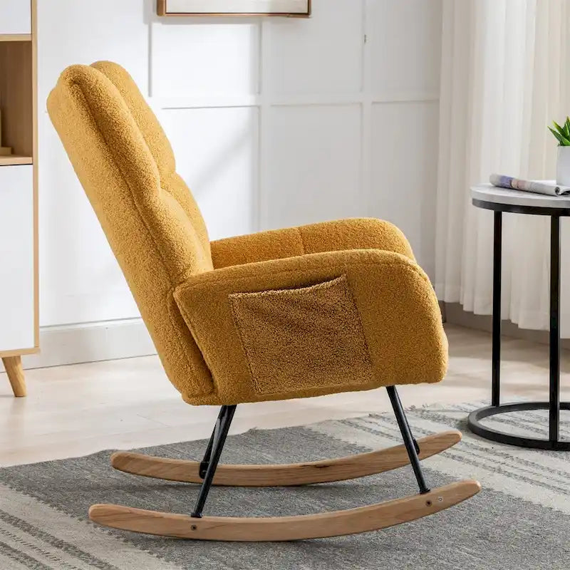 Fauteuil à bascule planeur rembourré en velours avec dossier haut – Plusieurs couleurs – 1 place