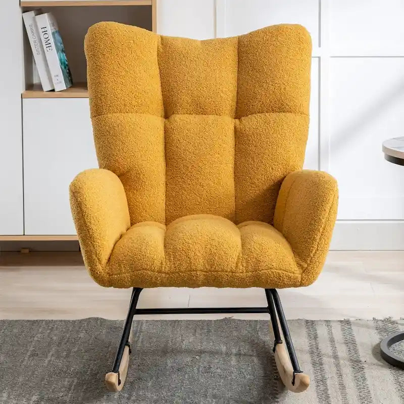 Fauteuil à bascule planeur rembourré en velours avec dossier haut – Plusieurs couleurs – 1 place