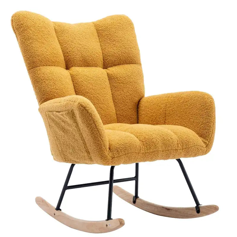Fauteuil à bascule planeur rembourré en velours avec dossier haut – Plusieurs couleurs – 1 place