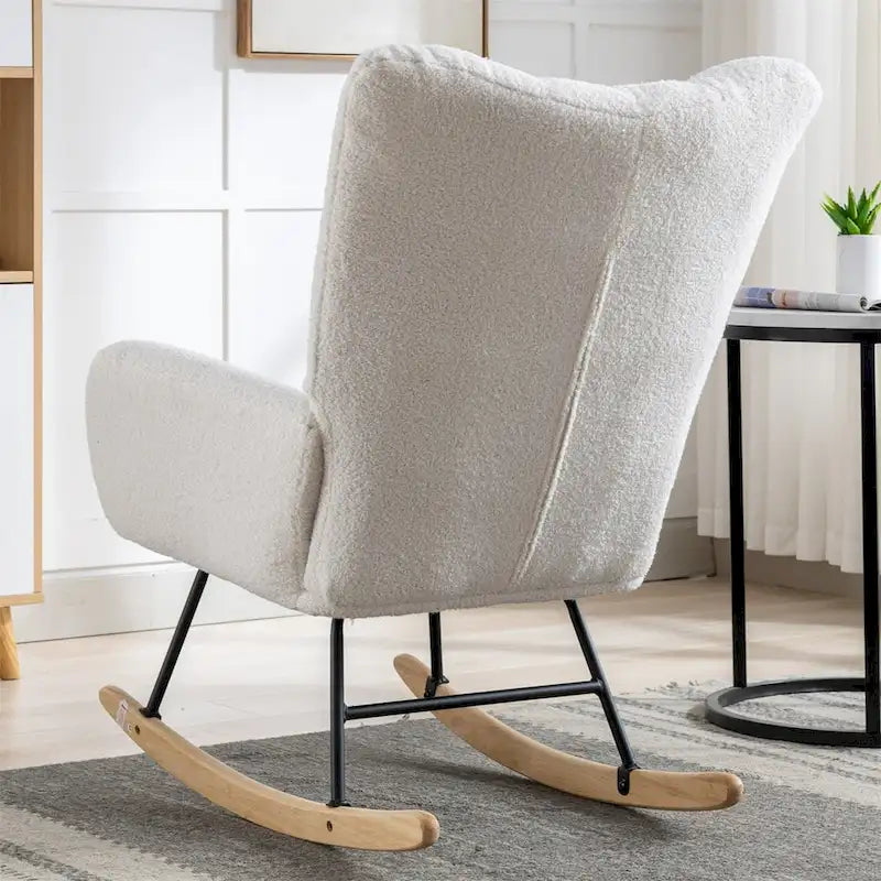 Fauteuil à bascule planeur rembourré en velours avec dossier haut – Plusieurs couleurs – 1 place