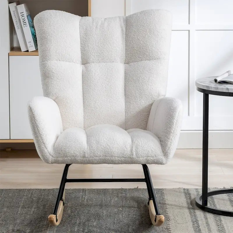 Fauteuil à bascule planeur rembourré en velours avec dossier haut – Plusieurs couleurs – 1 place