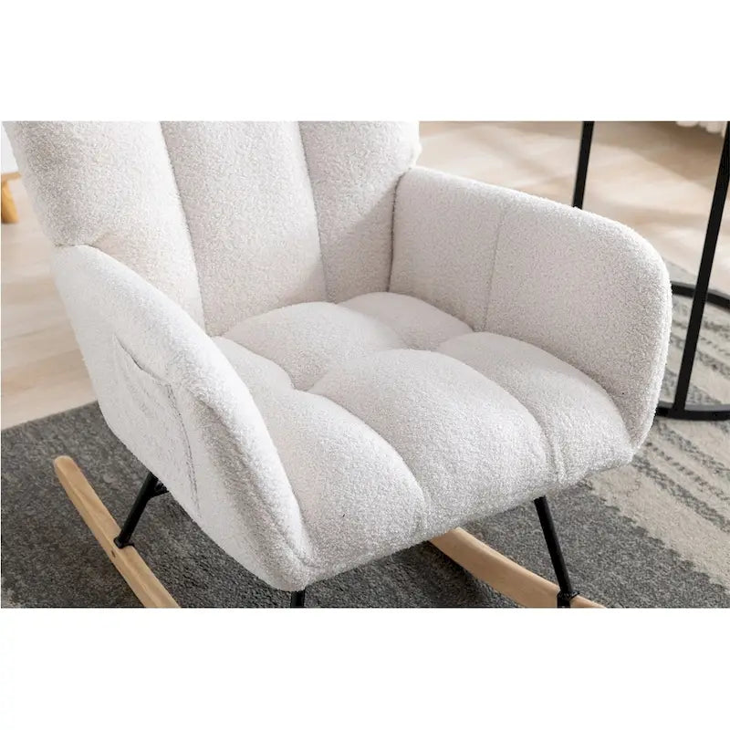 Fauteuil à bascule planeur rembourré en velours avec dossier haut – Plusieurs couleurs – 1 place