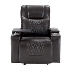 Fauteuil inclinable électrique en cuir PU avec port USB et tablette pivotante – Marron clair / Marron / Noir – 1 place