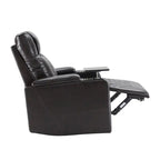 Fauteuil inclinable électrique en cuir PU avec port USB et tablette pivotante – Marron clair / Marron / Noir – 1 place
