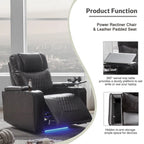 Fauteuil inclinable électrique en cuir PU avec port USB et tablette pivotante – Marron clair / Marron / Noir – 1 place