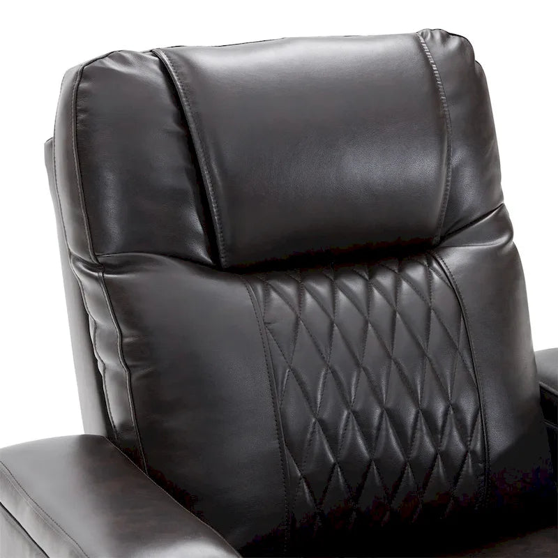 Fauteuil inclinable électrique en cuir PU avec port USB et tablette pivotante – Marron clair / Marron / Noir – 1 place