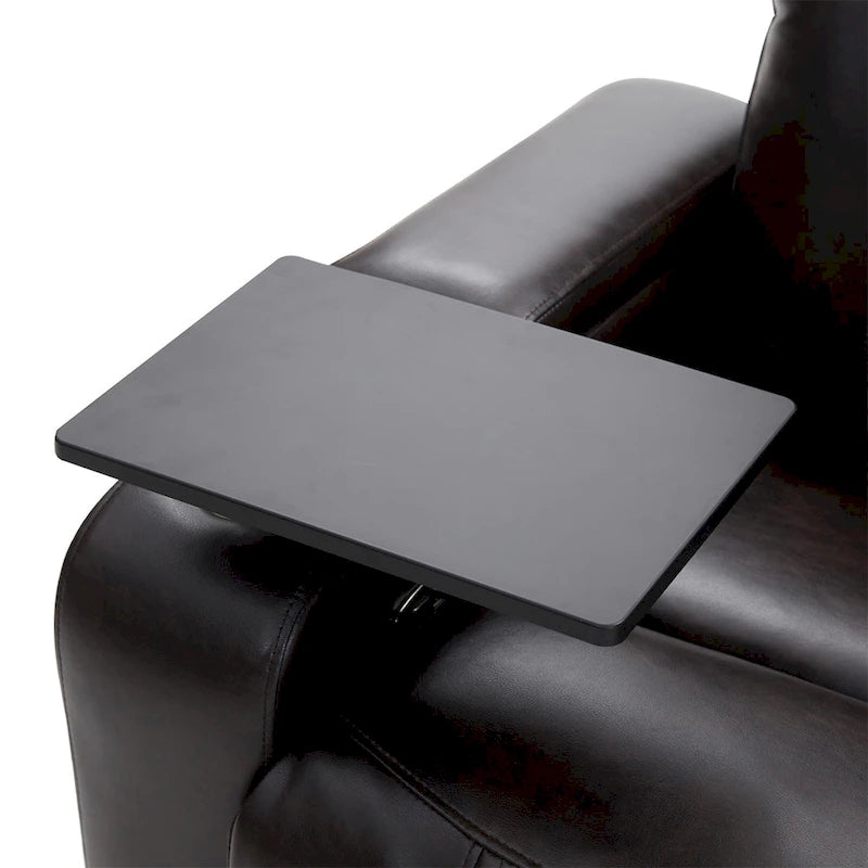 Fauteuil inclinable électrique en cuir PU avec port USB et tablette pivotante – Marron clair / Marron / Noir – 1 place