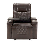 Fauteuil inclinable électrique en cuir PU avec port USB et tablette pivotante – Marron clair / Marron / Noir – 1 place