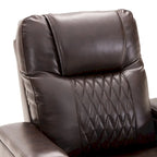 Fauteuil inclinable électrique en cuir PU avec port USB et tablette pivotante – Marron clair / Marron / Noir – 1 place