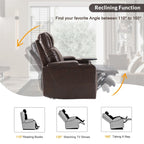 Fauteuil inclinable électrique en cuir PU avec port USB et tablette pivotante – Marron clair / Marron / Noir – 1 place