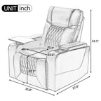 Fauteuil inclinable électrique en cuir PU avec port USB et tablette pivotante – Marron clair / Marron / Noir – 1 place