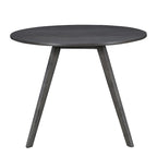 Table à manger ronde en placage bois avec pieds inclinés – Noyer / Chêne naturel / Gris – 4 places