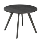Table à manger ronde en placage bois avec pieds inclinés – Noyer / Chêne naturel / Gris – 4 places