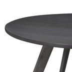 Table à manger ronde en placage bois avec pieds inclinés – Noyer / Chêne naturel / Gris – 4 places
