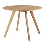 Table à manger ronde en placage bois avec pieds inclinés – Noyer / Chêne naturel / Gris – 4 places