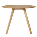 Table à manger ronde en placage bois avec pieds inclinés – Noyer / Chêne naturel / Gris – 4 places