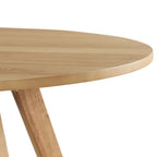 Table à manger ronde en placage bois avec pieds inclinés – Noyer / Chêne naturel / Gris – 4 places
