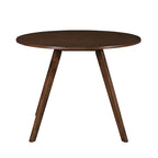 Table à manger ronde en placage bois avec pieds inclinés – Noyer / Chêne naturel / Gris – 4 places