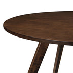 Table à manger ronde en placage bois avec pieds inclinés – Noyer / Chêne naturel / Gris – 4 places