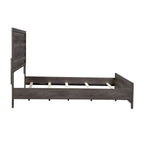 Lit king-size avec tête de lit à lattes en bois et support central à lattes – Greystone (gris moyen)