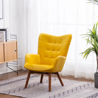 Fauteuil d'appoint capitonné en velours avec pouf – Jaune / Mauve / Bleu / Gris – 1 place
