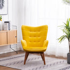 Fauteuil d'appoint capitonné en velours avec pouf – Jaune / Mauve / Bleu / Gris – 1 place