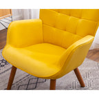 Fauteuil d'appoint capitonné en velours avec pouf – Jaune / Mauve / Bleu / Gris – 1 place