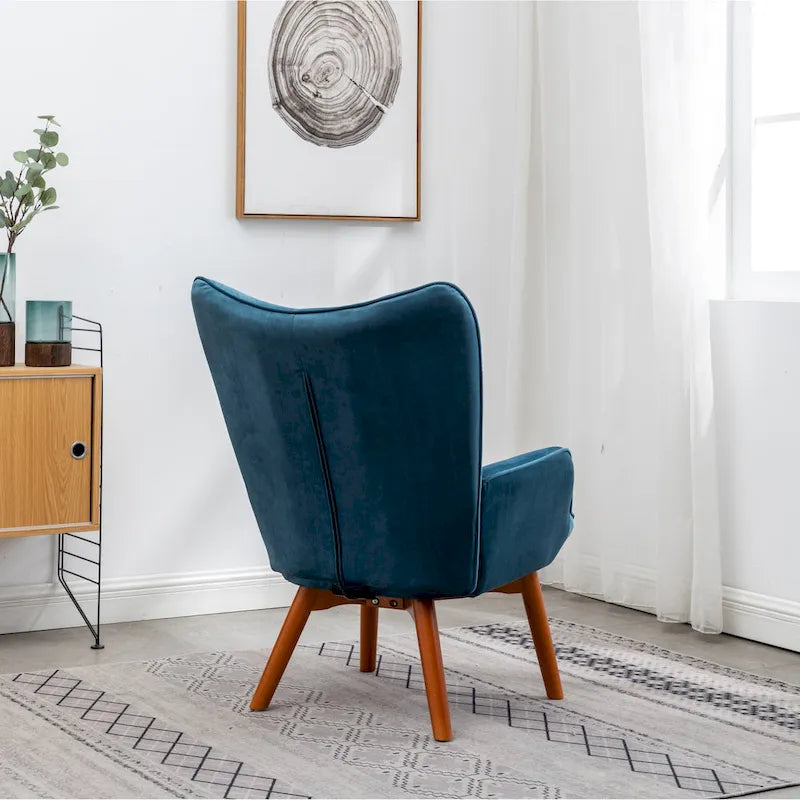 Fauteuil d'appoint capitonné en velours avec pouf – Jaune / Mauve / Bleu / Gris – 1 place