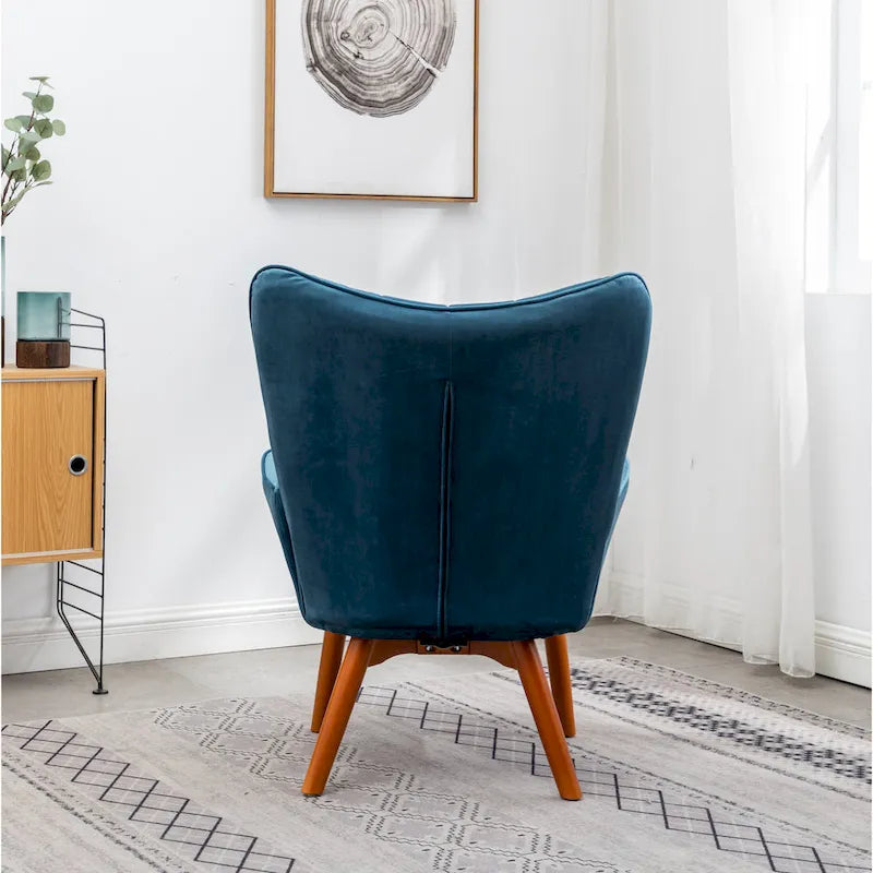Fauteuil d'appoint capitonné en velours avec pouf – Jaune / Mauve / Bleu / Gris – 1 place