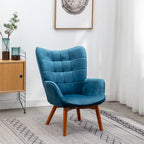 Fauteuil d'appoint capitonné en velours avec pouf – Jaune / Mauve / Bleu / Gris – 1 place