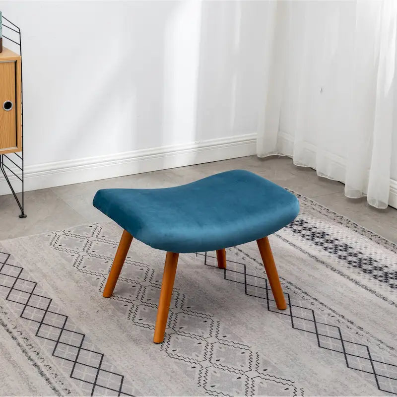 Fauteuil d'appoint capitonné en velours avec pouf – Jaune / Mauve / Bleu / Gris – 1 place