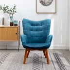 Fauteuil d'appoint capitonné en velours avec pouf – Jaune / Mauve / Bleu / Gris – 1 place