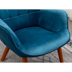 Fauteuil d'appoint capitonné en velours avec pouf – Jaune / Mauve / Bleu / Gris – 1 place