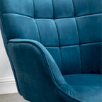 Fauteuil d'appoint capitonné en velours avec pouf – Jaune / Mauve / Bleu / Gris – 1 place