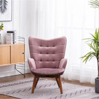 Fauteuil d'appoint capitonné en velours avec pouf – Jaune / Mauve / Bleu / Gris – 1 place