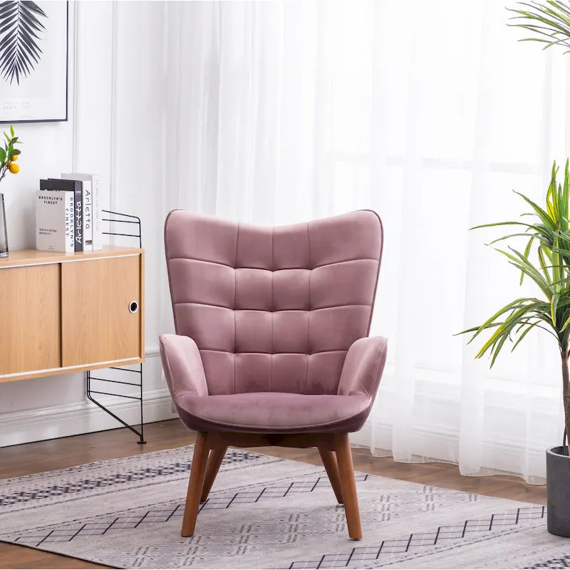Fauteuil d'appoint capitonné en velours avec pouf – Jaune / Mauve / Bleu / Gris – 1 place
