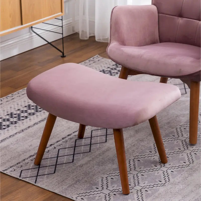 Fauteuil d'appoint capitonné en velours avec pouf – Jaune / Mauve / Bleu / Gris – 1 place