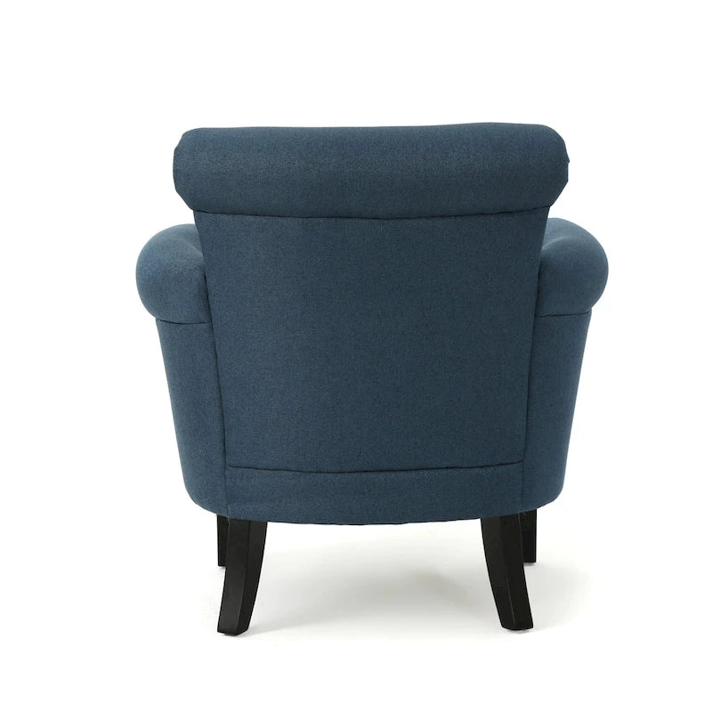 Contemporary Scroll Arm Club Chair with Nailhead Trim – Coffee / Wine / Navy / Steel Blue – 1-Seater