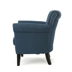 Fauteuil Club Contemporain à Accoudoirs Volutés avec Clous Décoratifs – Café / Vin / Bleu Marine / Bleu Acier – 1 place