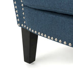 Fauteuil Club Contemporain à Accoudoirs Volutés avec Clous Décoratifs – Café / Vin / Bleu Marine / Bleu Acier – 1 place