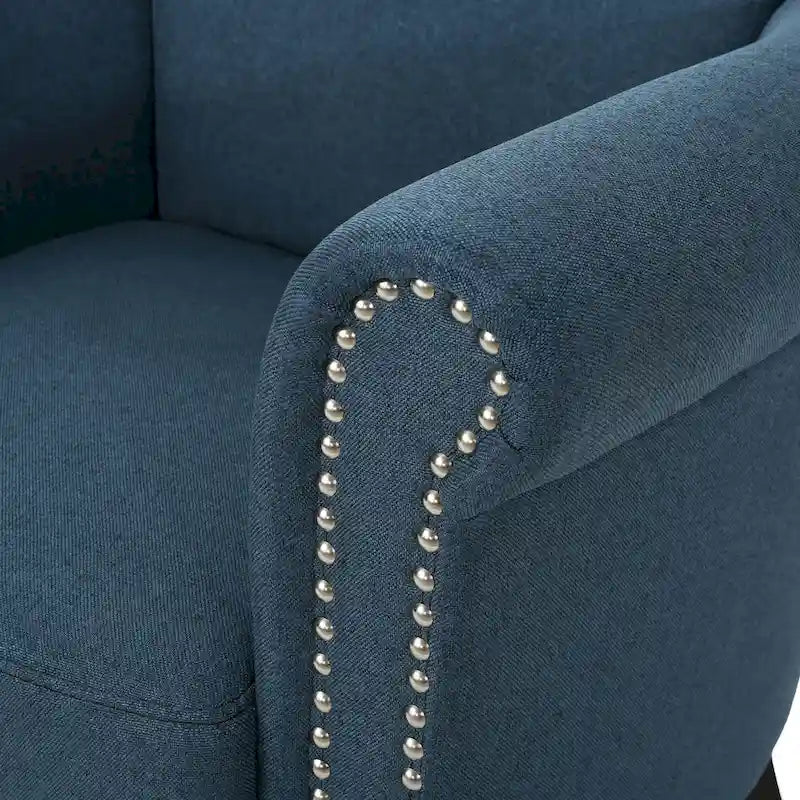 Fauteuil Club Contemporain à Accoudoirs Volutés avec Clous Décoratifs – Café / Vin / Bleu Marine / Bleu Acier – 1 place
