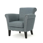 Fauteuil Club Contemporain à Accoudoirs Volutés avec Clous Décoratifs – Café / Vin / Bleu Marine / Bleu Acier – 1 place