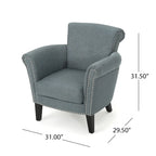 Fauteuil Club Contemporain à Accoudoirs Volutés avec Clous Décoratifs – Café / Vin / Bleu Marine / Bleu Acier – 1 place