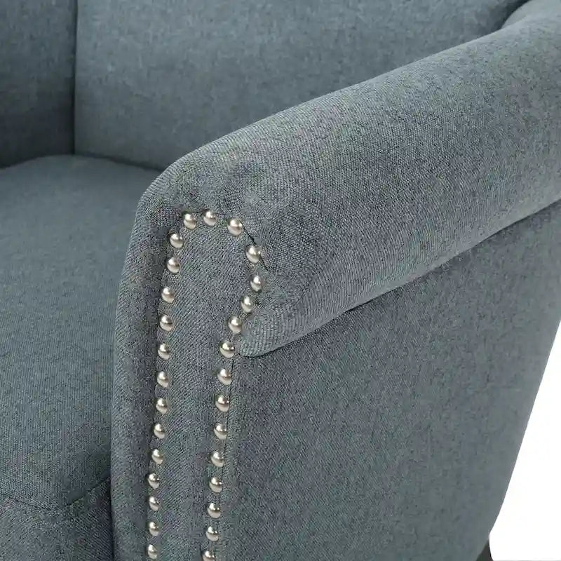 Fauteuil Club Contemporain à Accoudoirs Volutés avec Clous Décoratifs – Café / Vin / Bleu Marine / Bleu Acier – 1 place