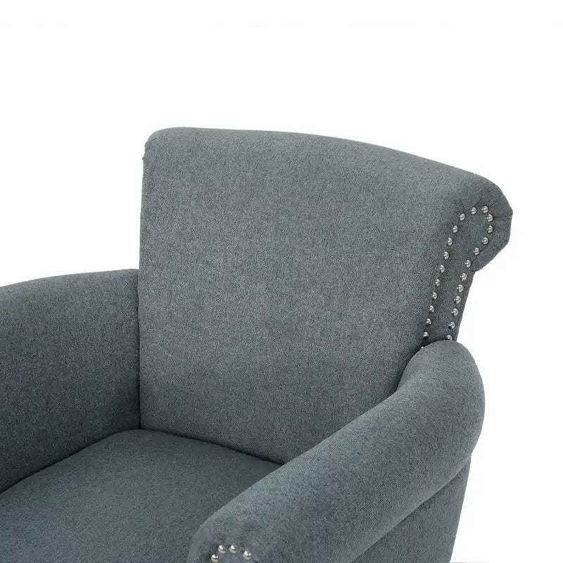 Fauteuil Club Contemporain à Accoudoirs Volutés avec Clous Décoratifs – Café / Vin / Bleu Marine / Bleu Acier – 1 place
