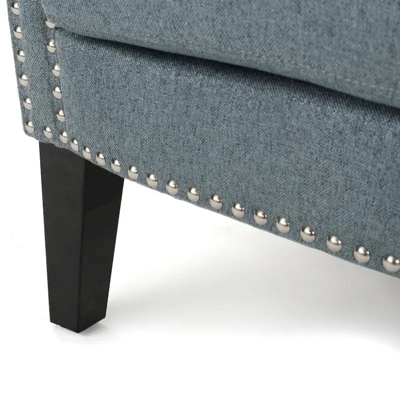 Fauteuil Club Contemporain à Accoudoirs Volutés avec Clous Décoratifs – Café / Vin / Bleu Marine / Bleu Acier – 1 place