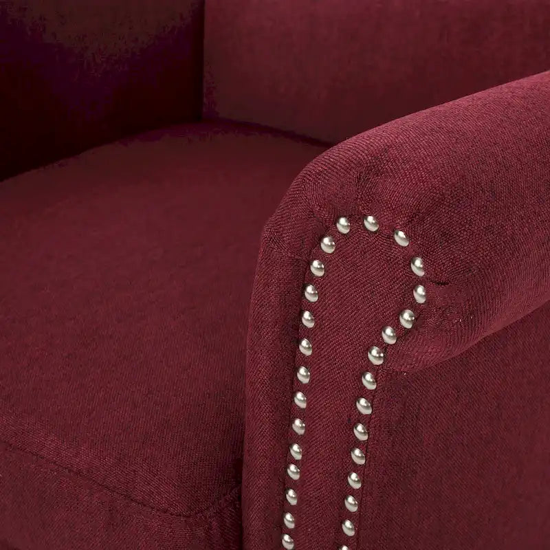 Fauteuil Club Contemporain à Accoudoirs Volutés avec Clous Décoratifs – Café / Vin / Bleu Marine / Bleu Acier – 1 place