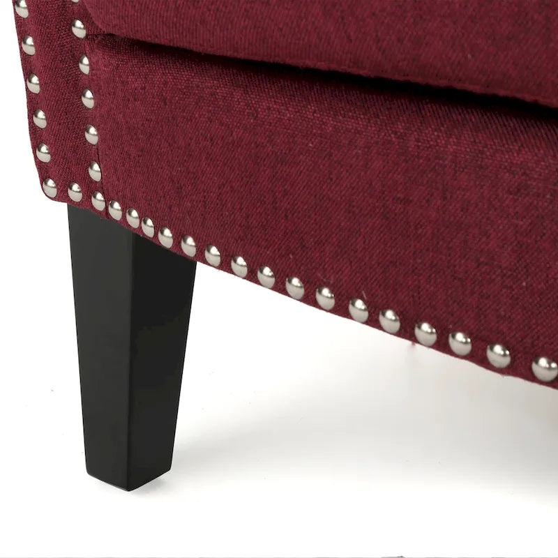 Fauteuil Club Contemporain à Accoudoirs Volutés avec Clous Décoratifs – Café / Vin / Bleu Marine / Bleu Acier – 1 place